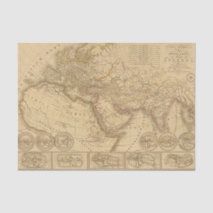 Papier Mousseline Carte antique