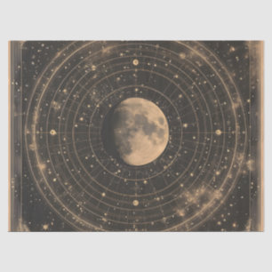 Papier Mousseline Carte céleste lunaire vintage