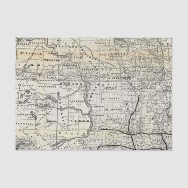 Papier Mousseline Carte correcte du Dakota (Recto)