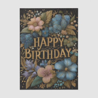 Papier Mousseline Carte d'anniversaire élégante avec texte doré