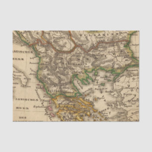 Papier Mousseline Carte de la Turquie et de la Grèce