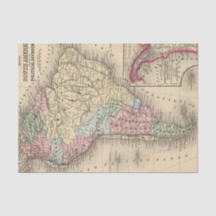 Papier Mousseline Carte de l'Amérique du Sud par Mitchell