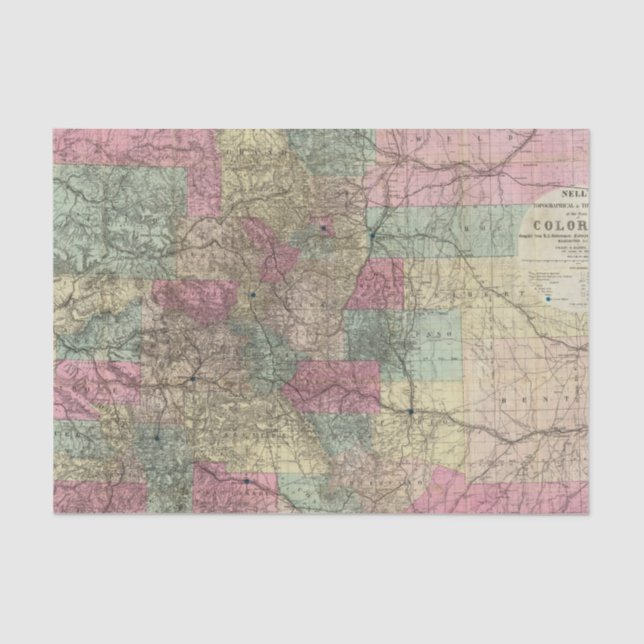 Papier Mousseline Carte de l'état du Colorado (Recto)