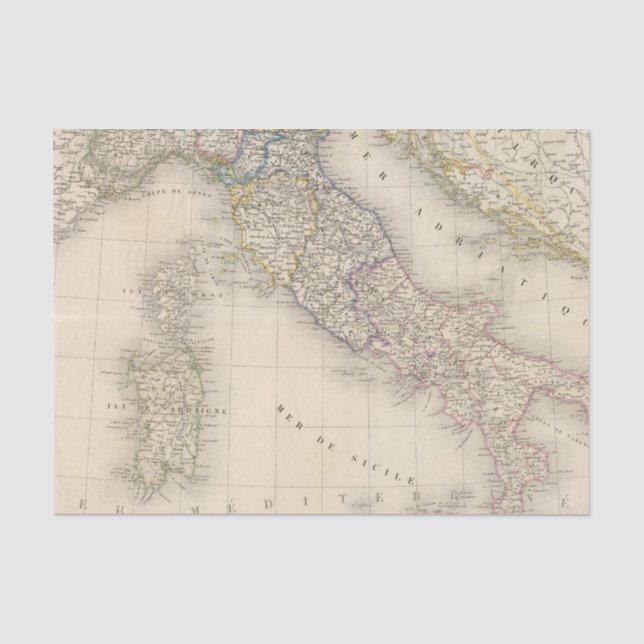 Papier Mousseline Carte de l'Italie (Recto)