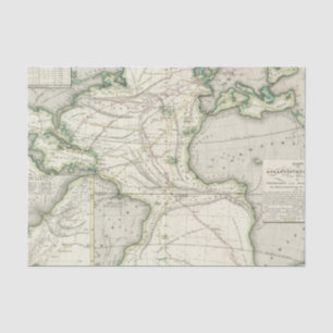 Papier Mousseline Carte de l'Océan Atlantique