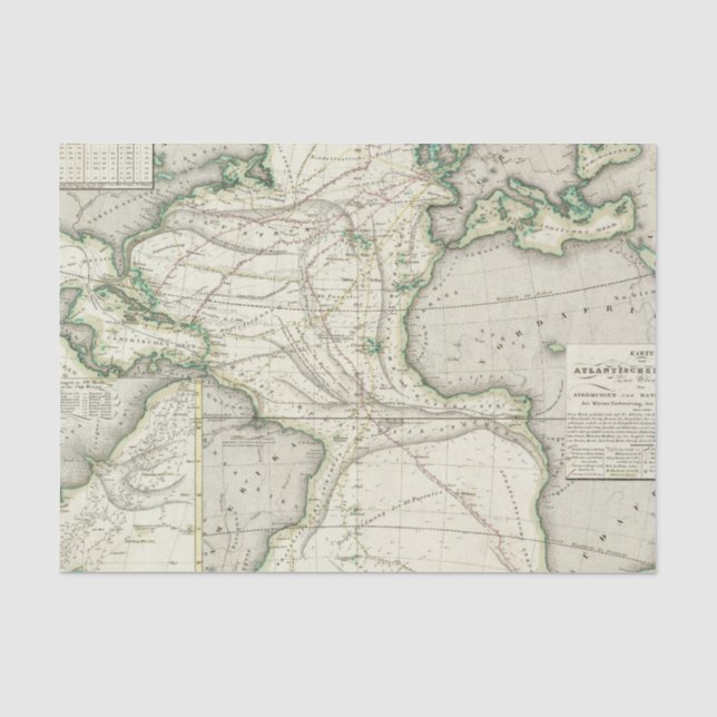 Papier Mousseline Carte de l'Océan Atlantique (Recto)