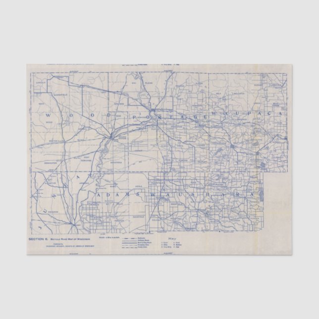 Papier Mousseline Carte de route de bicyclette du Wisconsin 2 (Recto)