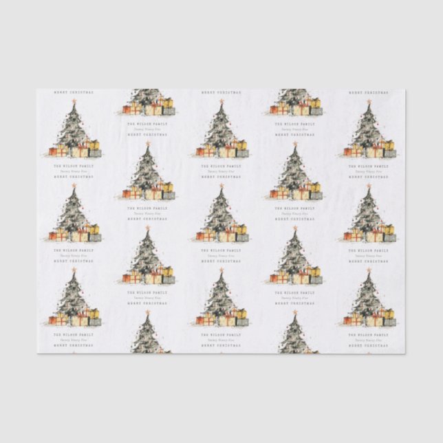 Papier Mousseline Carte de vacances moderne Sketchy Christmas Tree C (Recto)