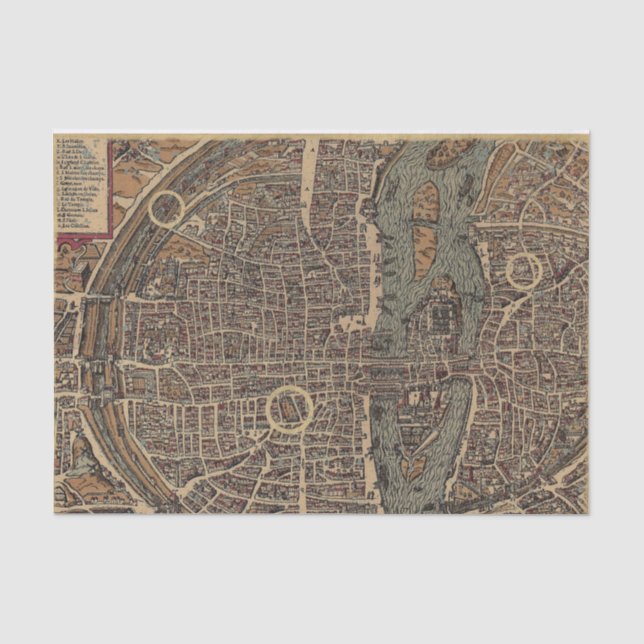 Papier Mousseline Carte de ville vintage (Recto)