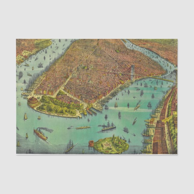 Papier Mousseline Carte des yeux de New York City Antique (Recto)