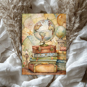 Papier Mousseline Carte du globe des valises de vacances d'été vinta