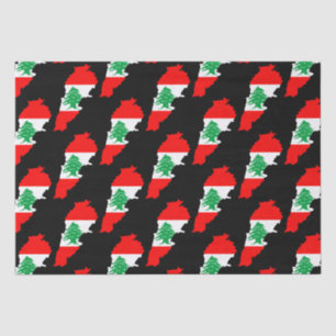 Papier Mousseline Carte du Liban avec drapeau