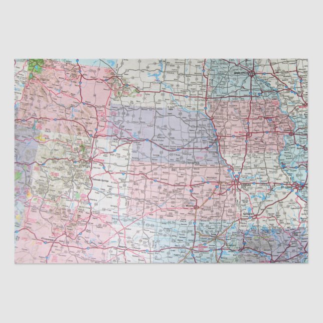 Papier Mousseline Carte du Midwest américain (Recto)