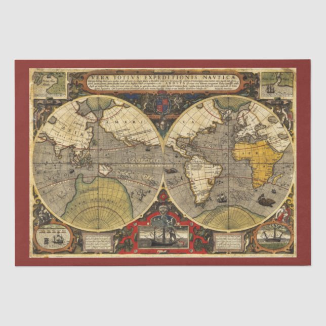 Papier Mousseline Carte du monde antique n°2 (Recto)