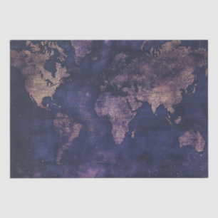 Papier Mousseline Carte du monde céleste vintage (9)