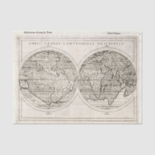 Papier Mousseline Carte du monde Vintage 1598 Cartographie latine