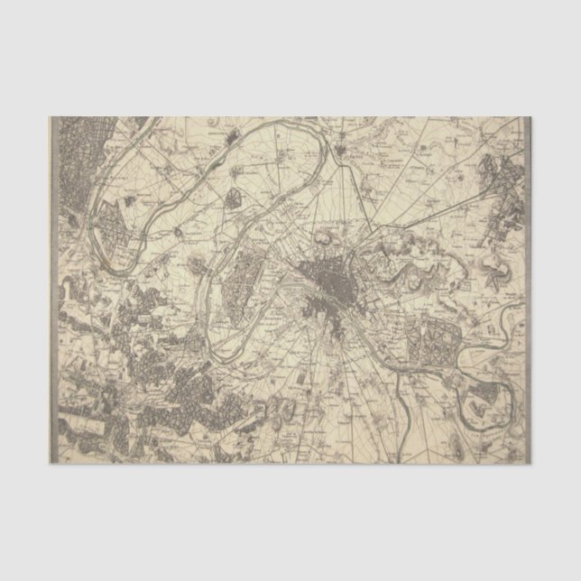 Papier Mousseline Carte du Paris antique (Recto)