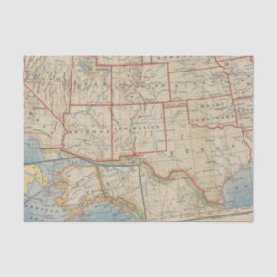 Papier Mousseline Carte Etats-Unis et Alaska du sud-ouest 1888