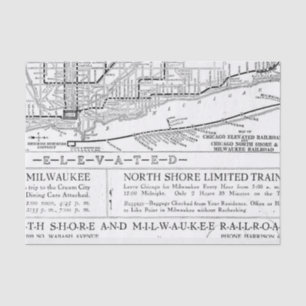 Papier Mousseline Carte ferroviaire vintage de Milwaukee