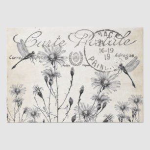 Papier Mousseline Carte Fleur sauvage Dragonfly Decoupage Craft