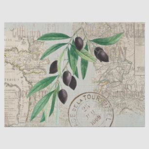 Papier Mousseline Carte France Olive Branch Découpage français Vinta