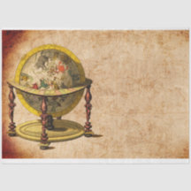 Carte Globe papier Tissu de découpage Vintage 20x3