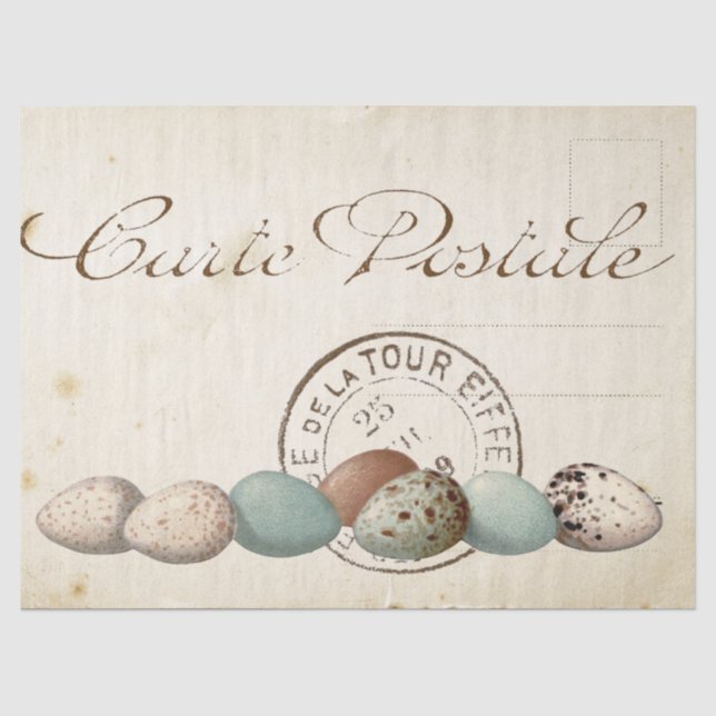 Papier Mousseline Carte Jeu d'oiseaux postaux 1 sur 4 (Oeufs de marq (Recto)