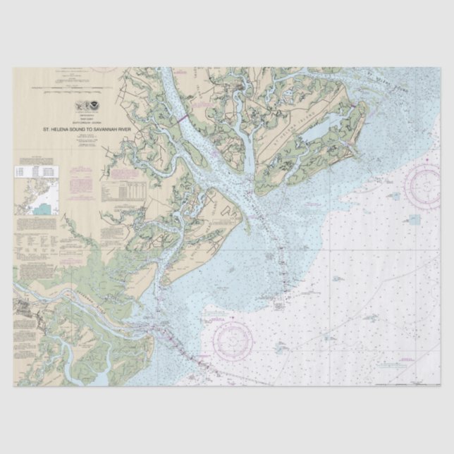 Papier Mousseline Carte marine du détroit de Sainte-Hélène à la rivi (Recto)