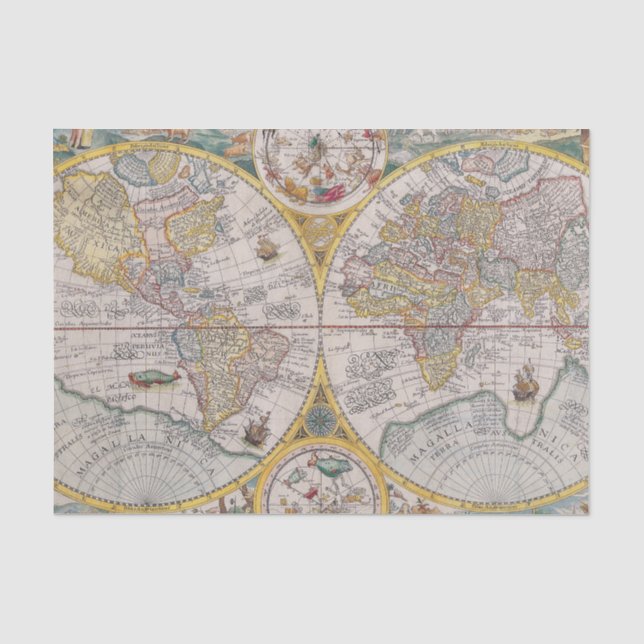 Papier Mousseline Carte médiévale du monde à partir de 1525 (Recto)