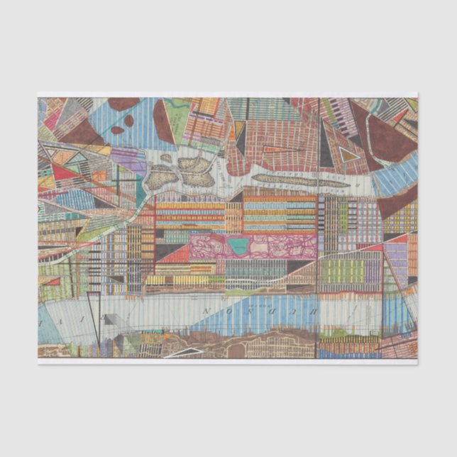 Papier Mousseline Carte moderne de New York III (Recto)