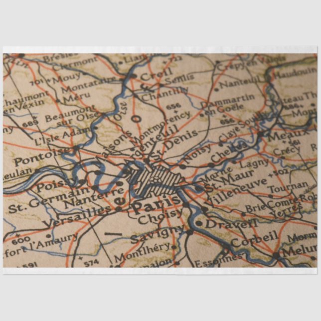 Papier Mousseline Carte Paris (Recto)