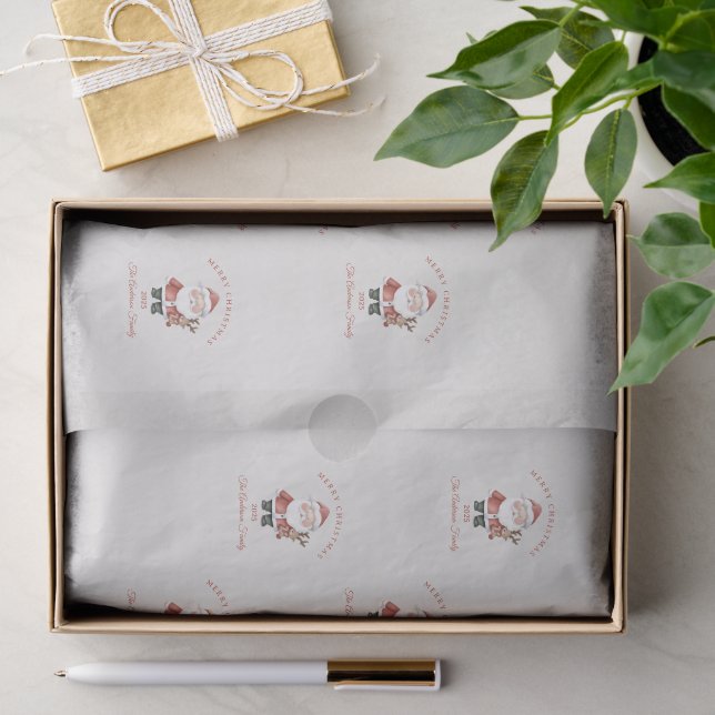 Papier Mousseline Carte Père Noël aquarelle cadeau de Noël (Cadeau)