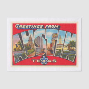 Papier Mousseline Carte postale à grande lettre Vintage Austin Texas