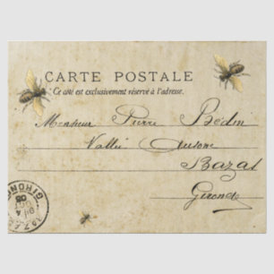 Papier Mousseline Carte postale d'abeilles française