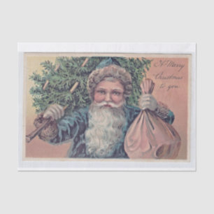 Papier Mousseline Carte postale Père Noël grande Vintage authentique