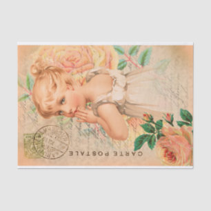 Papier Mousseline Carte postale vintage pour fille-bébé découpage