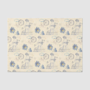 Papier Mousseline Carte postale vintage Rose Lady Bee Flower