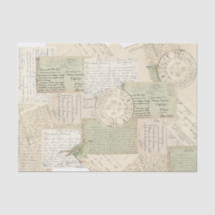 Papier Mousseline Carte Postmark Bird Collage Vintage