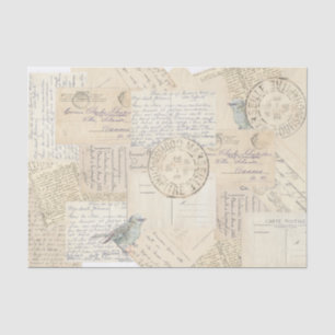 Papier Mousseline Carte Postmark postal Blue Bird Vintage Collage