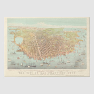 Papier Mousseline Carte restaurée de San Francisco vintage, Découpag