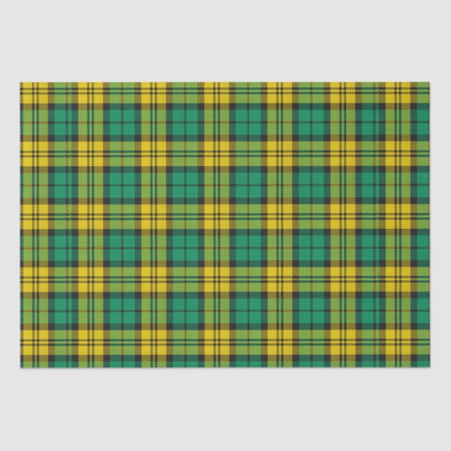 Papier Mousseline Carte Tartan Campbell Blackwatch jaune vert (Recto)