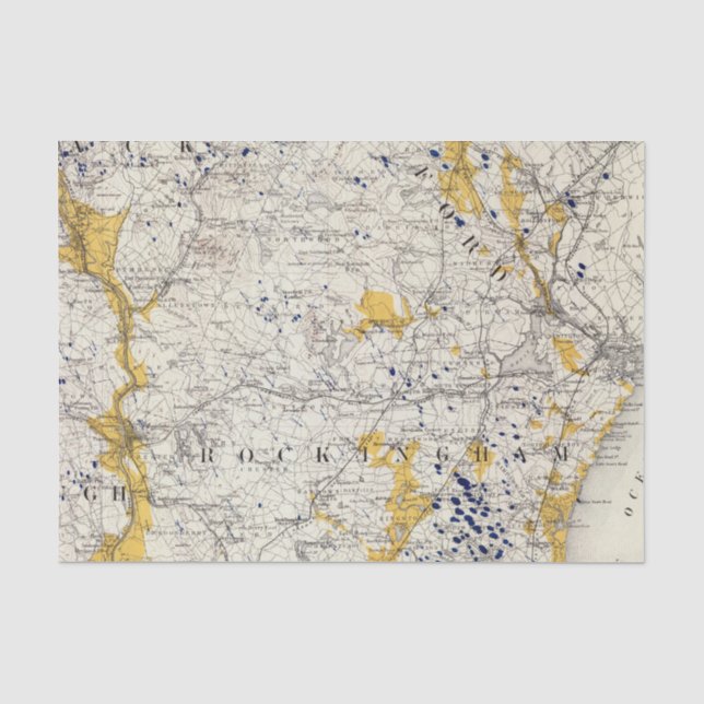 Papier Mousseline Carte topographique et glaciaire du New Hampshire (Recto)