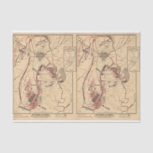Papier Mousseline Carte vintage de Gettysburg, juillet 1863 Découpag