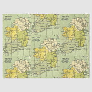 Papier Mousseline Carte vintage de Irlande Circa 1603-1714 Découpage