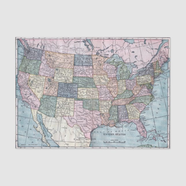 Papier Mousseline Carte vintage USA (Recto)