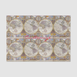 Papier Mousseline Carte Vintage World Traveller Thunder_Cove