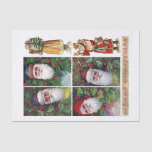 Papier Mousseline Cartes postales et rebut Père Noël Vintages