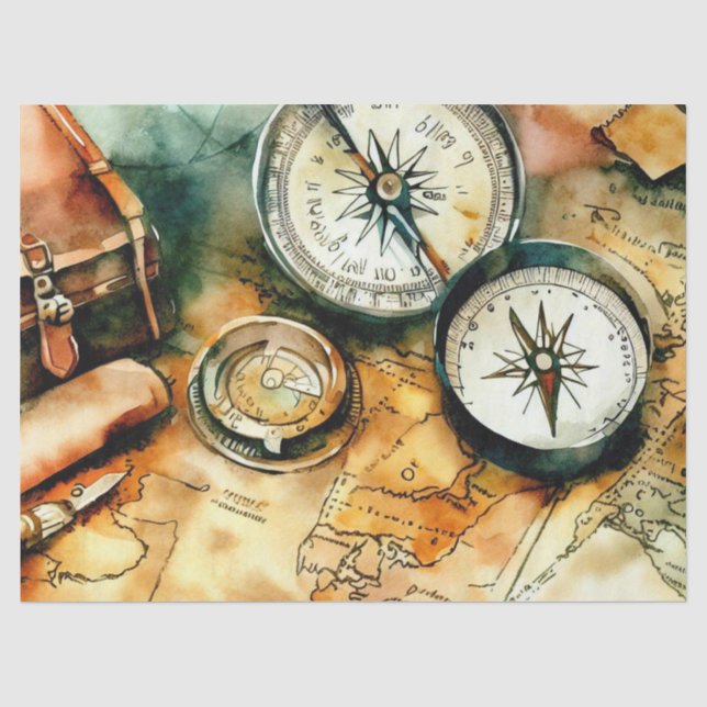 Papier Mousseline "Cartographie exquise : Adventure Await" (Recto)