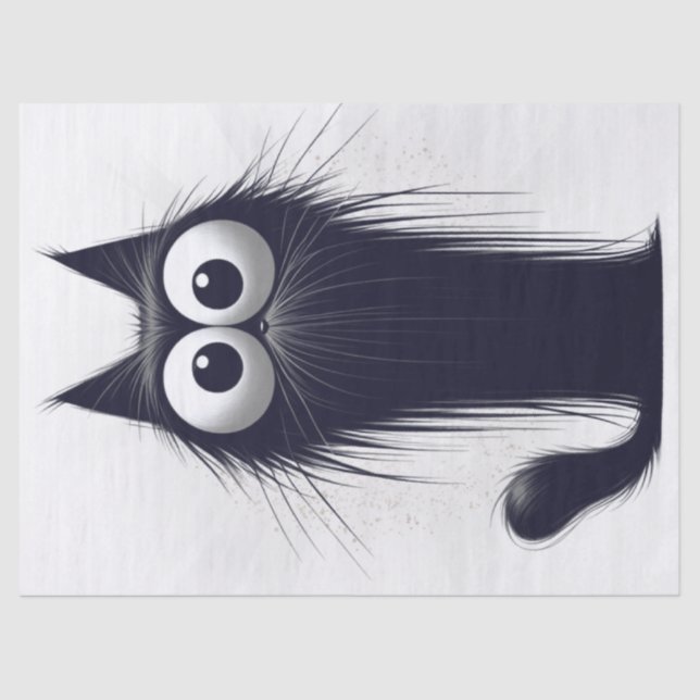 Papier Mousseline Cartoon Whimsical Black Cat (Recto)