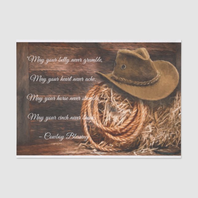 Papier Mousseline Casquette de la bénédiction de Cowboy et Lariat à  (Recto)